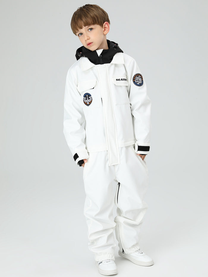 Boys Solid Color Snowsuit With Waist Zip