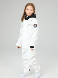 Girls Solid Color Snowsuit With Waist Zip