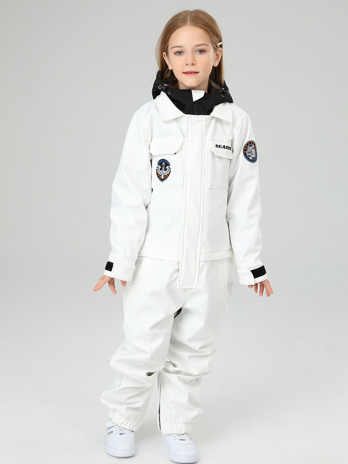 Girls Solid Color Snowsuit With Waist Zip