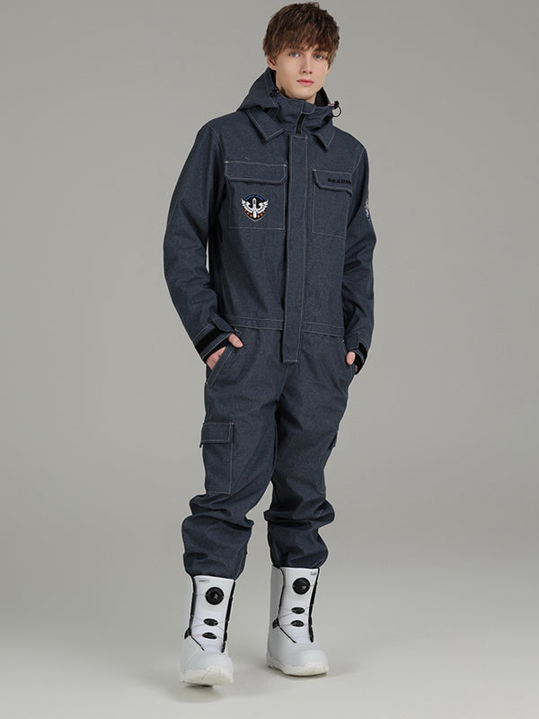 Men's Denim Insulated One Piece Snow Suit