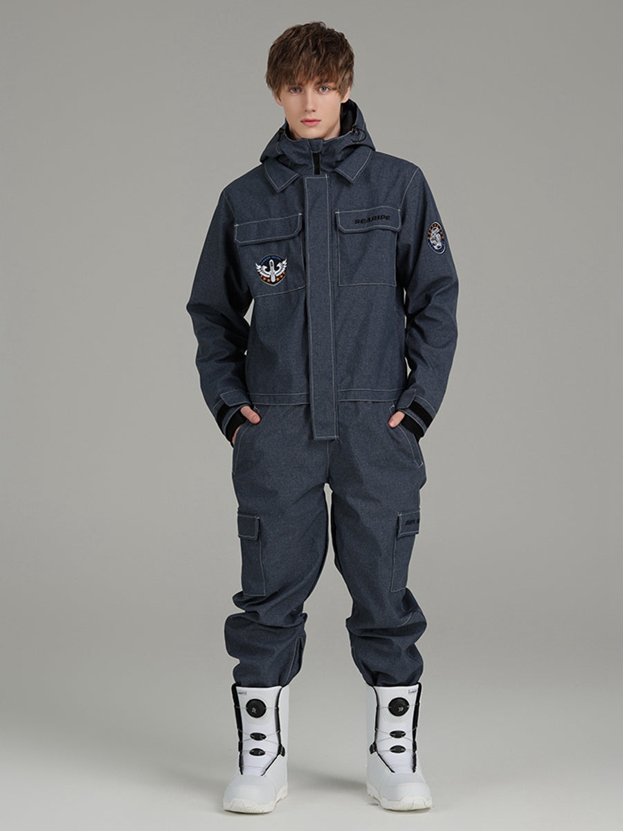 Men's Denim Insulated One Piece Snow Suit