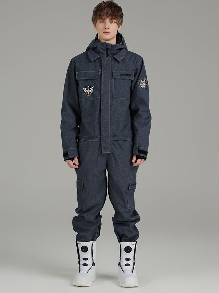 Men's Denim Insulated One Piece Snow Suit