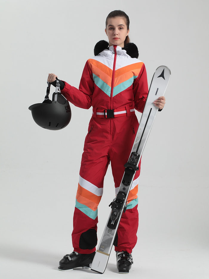 Riuiyele Retro Women's One Piece Ski Suit