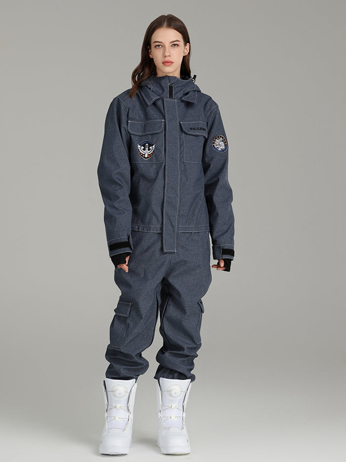 Denim Insulated One Piece Snow Suit - Women's