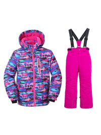 Riuiyele Girls Windproof Waterproof Ski Jacket & Pants Snowsuits