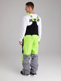 Riuiyele Men Colorblock Ski Snow Bibs Pants Windproof