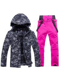 Women's Colorful Printed Ski Jacket and Pants