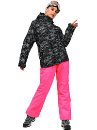 Women's Colorful Printed Ski Jacket and Pants