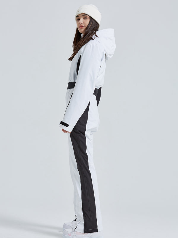 Women High Neck Hooded One Piece Ski Suits