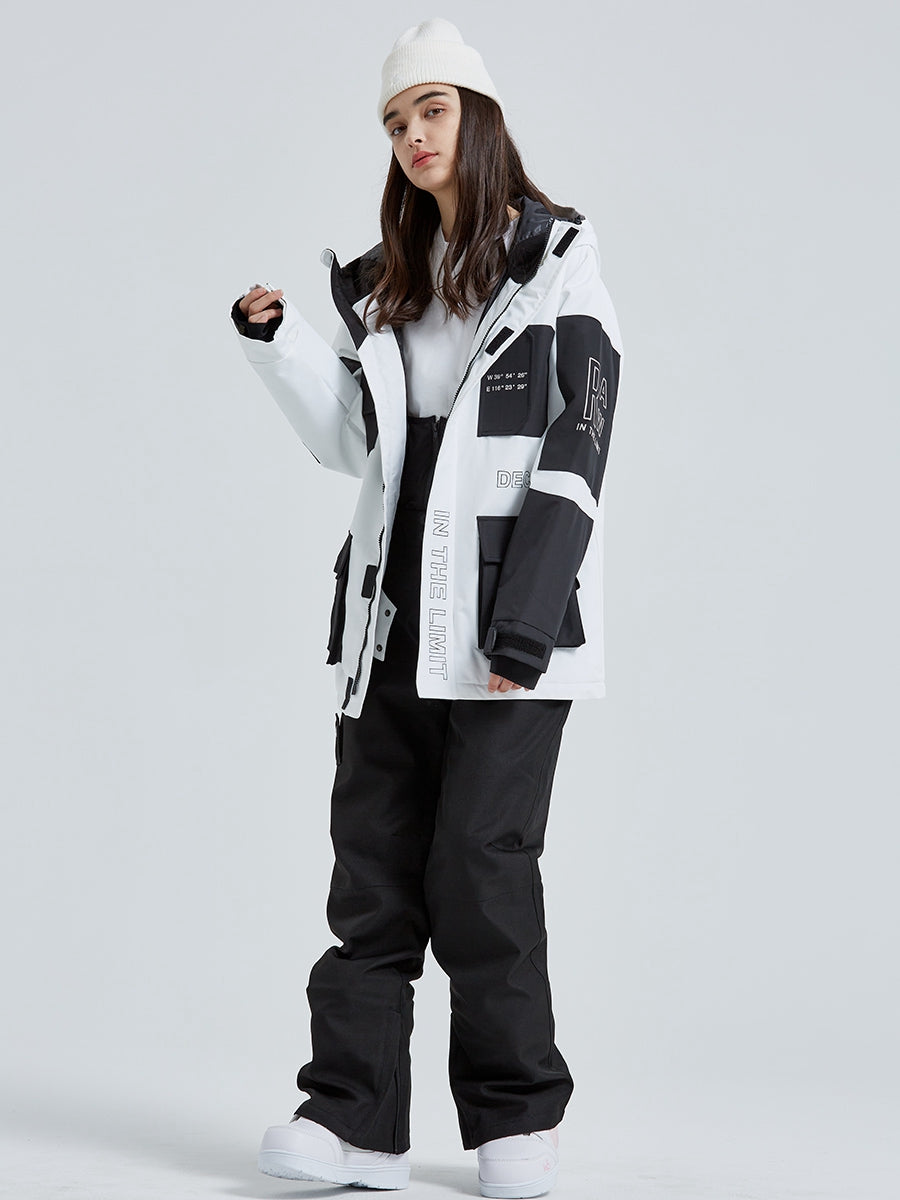 Women Insulated Snow Ski Cargo Jacket with Pockets