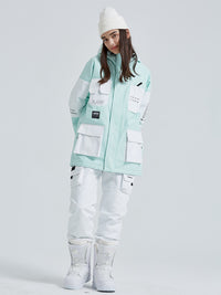 Women Insulated Snow Ski Cargo Jacket with Pockets