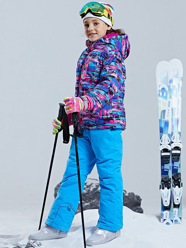 Riuiyele Girls Windproof Waterproof Ski Jacket & Pants Snowsuits