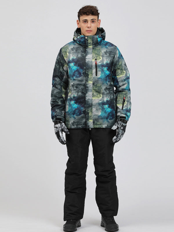 Riuiyele Detachable Hooded Men Ski Snowboard Jacket & Bib Pants