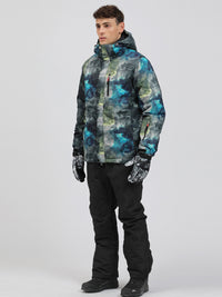 Riuiyele Detachable Hooded Men Ski Snowboard Jacket & Bib Pants