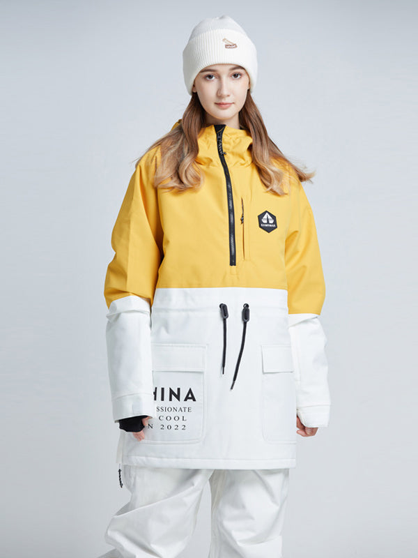 Riuiyele Colorblock Women Snowboard Anorak Insulated Jacket
