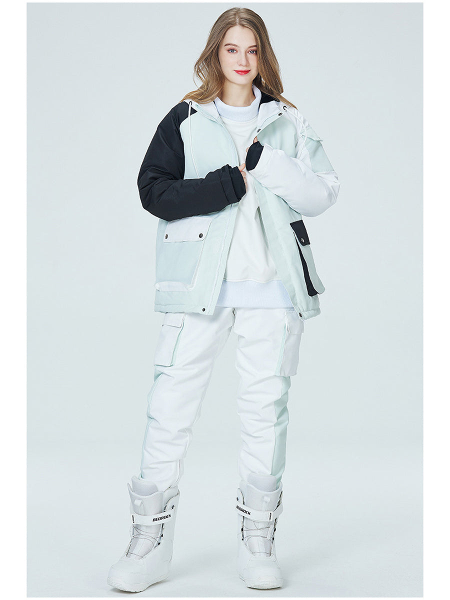 Riuiyele Colorblock Women Ski Anorak Jacket & Overall Pants