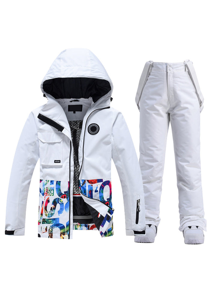 Riuiyele Colorblock Women Ski Jacket & Bib Pants