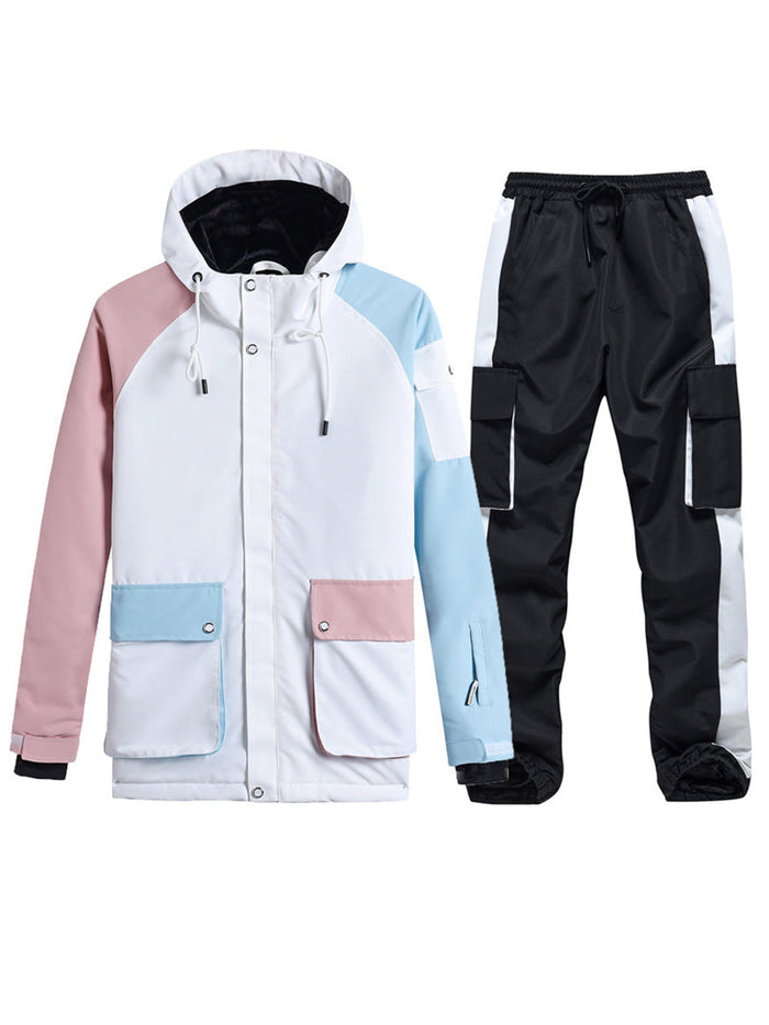 Riuiyele Colorblock Women Ski Anorak Jacket & Cargo Pants