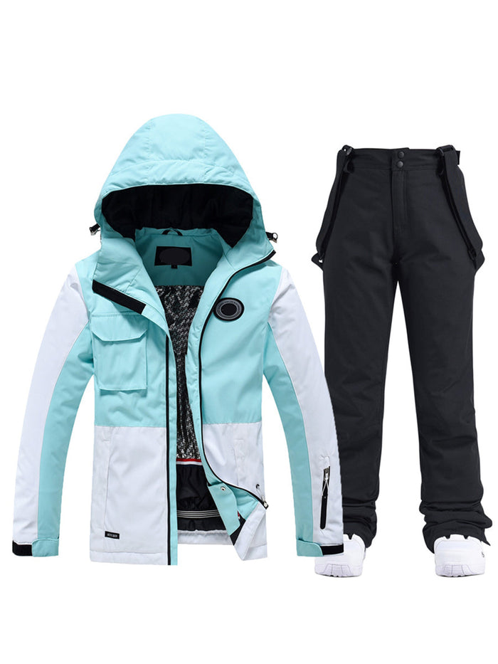 Riuiyele Colorblock Women Ski Jacket & Bib Pants