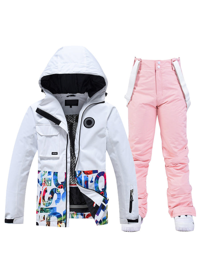 Riuiyele Colorblock Women Ski Jacket & Bib Pants