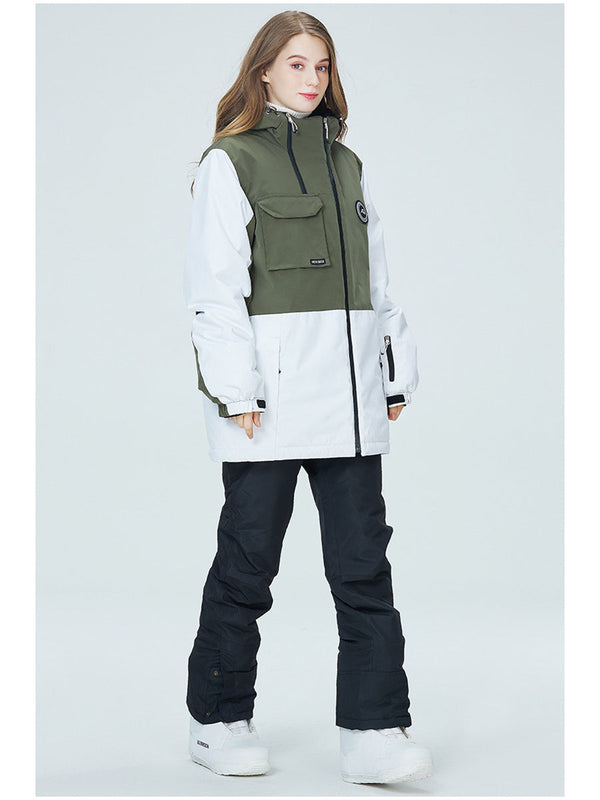 Riuiyele Colorblock Women Ski Jacket & Bib Pants