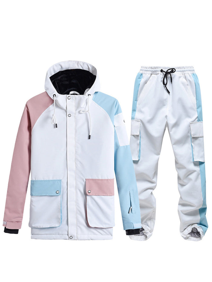 Riuiyele Colorblock Women Ski Anorak Jacket & Cargo Pants