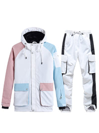 Riuiyele Colorblock Women Ski Anorak Jacket & Cargo Pants