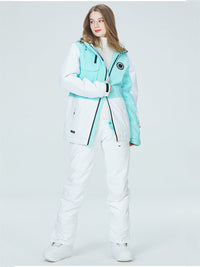 Riuiyele Colorblock Women Ski Jacket & Bib Pants