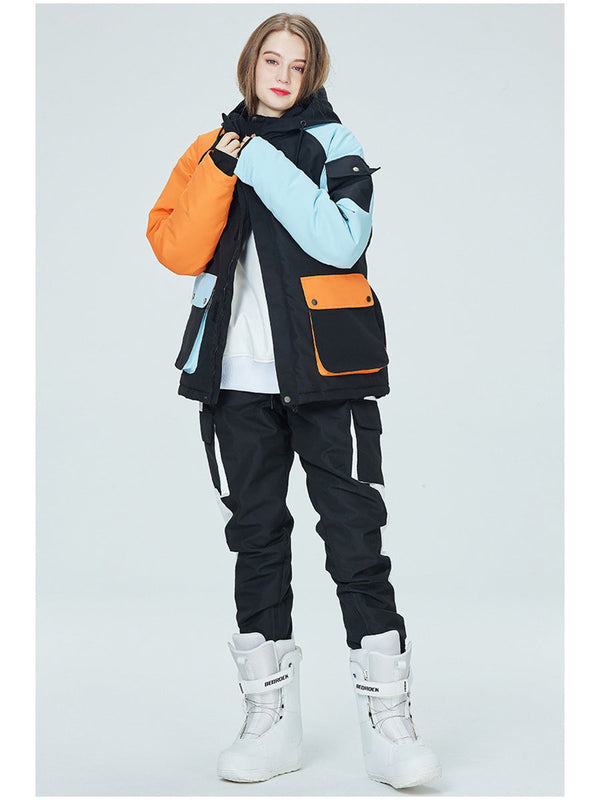 Riuiyele Colorblock Women Ski Anorak Jacket & Overall Pants