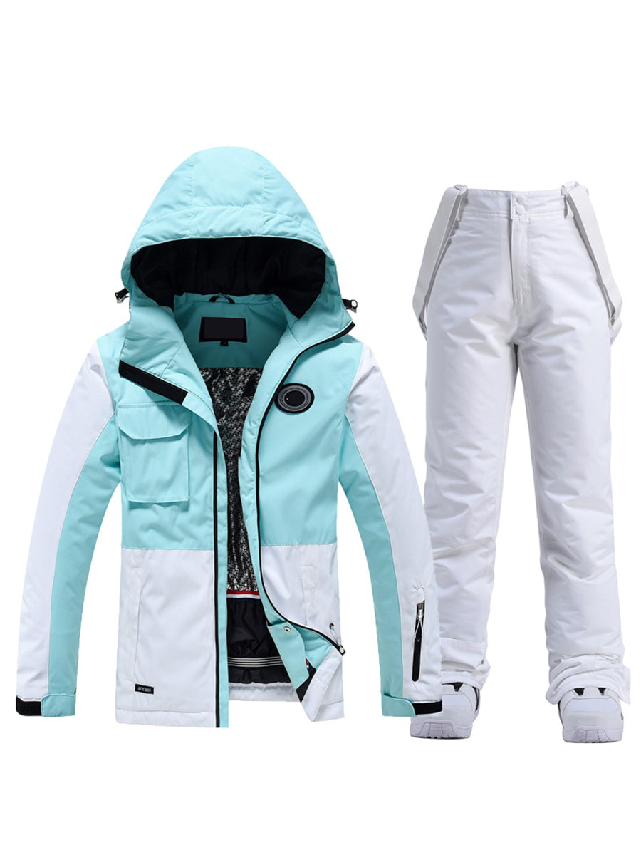 Riuiyele Colorblock Women Ski Jacket & Bib Pants