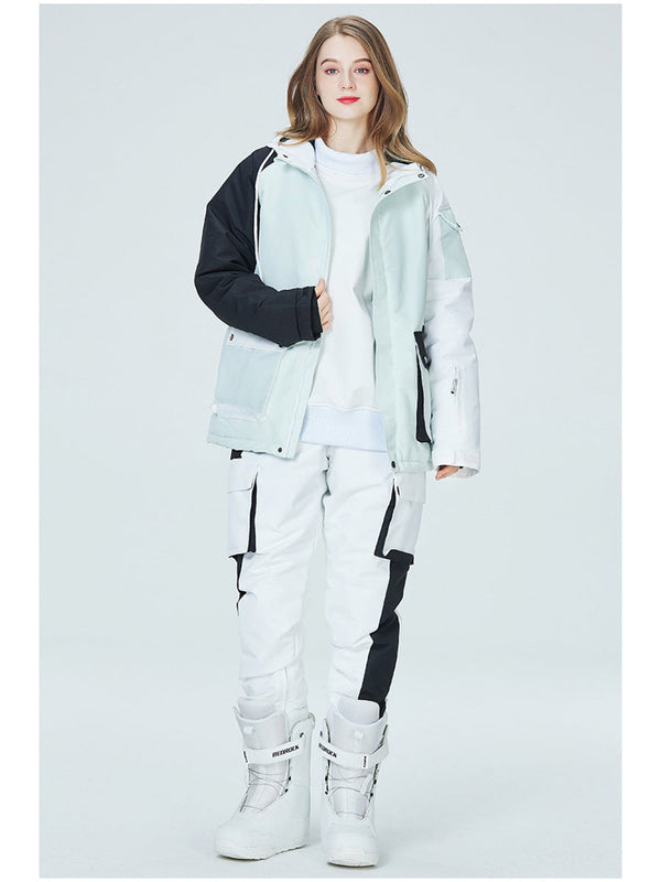 Riuiyele Colorblock Women Ski Anorak Jacket & Overall Pants