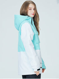 Riuiyele Women Colorblock Insulated Cargo Snow Jacket Riuiyele