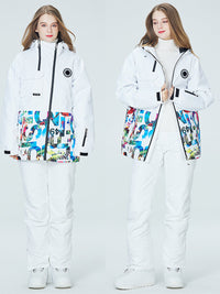 Riuiyele Colorblock Women Ski Jacket & Bib Pants