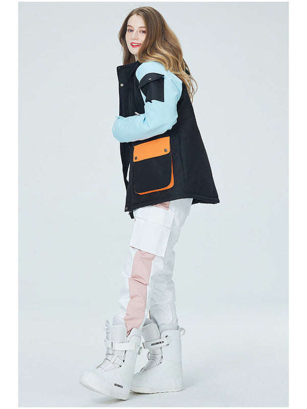 Riuiyele Colorblock Women Ski Anorak Jacket & Overall Pants