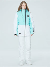 Riuiyele Colorblock Women Ski Jacket & Bib Pants