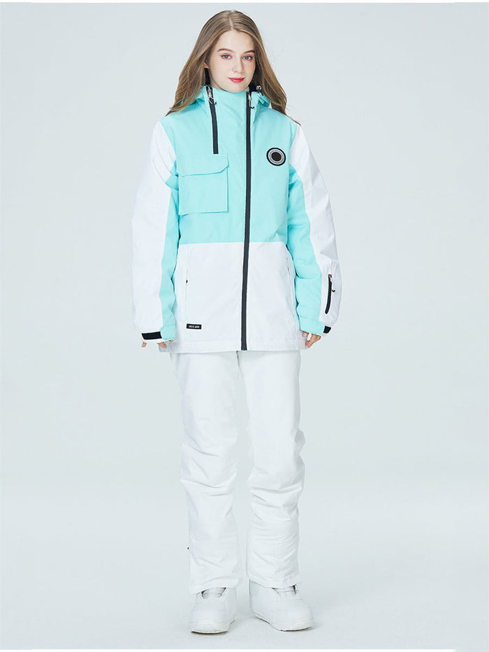 Riuiyele Colorblock Women Ski Jacket & Bib Pants