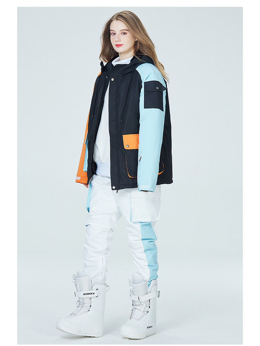 Riuiyele Colorblock Women Ski Anorak Jacket & Overall Pants