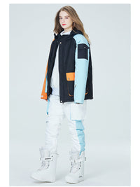 Riuiyele Colorblock Women Ski Anorak Jacket & Overall Pants