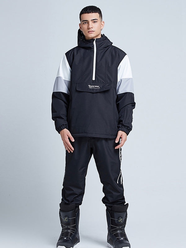 Windproof Snowboard Big Chest Pockets Ski Jacket and Pants-01