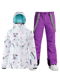 Riuiyele Women's Ski Jackets and Pants Set Insulated Snowsuit