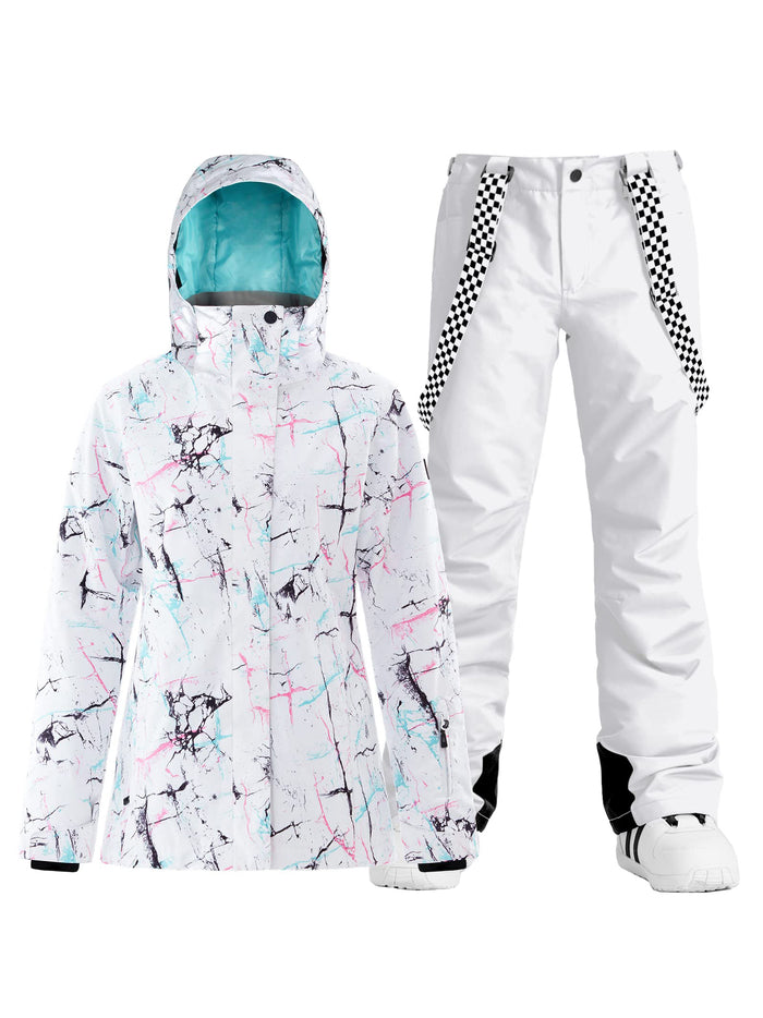 Riuiyele Women's Ski Jackets and Pants Set Insulated Snowsuit