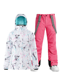 Riuiyele Women's Ski Jackets and Pants Set Insulated Snowsuit