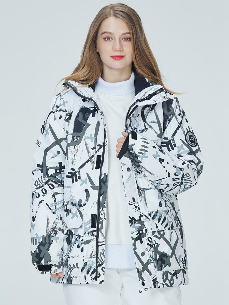 Graffiti Print Ski Jacket from Riuiyele